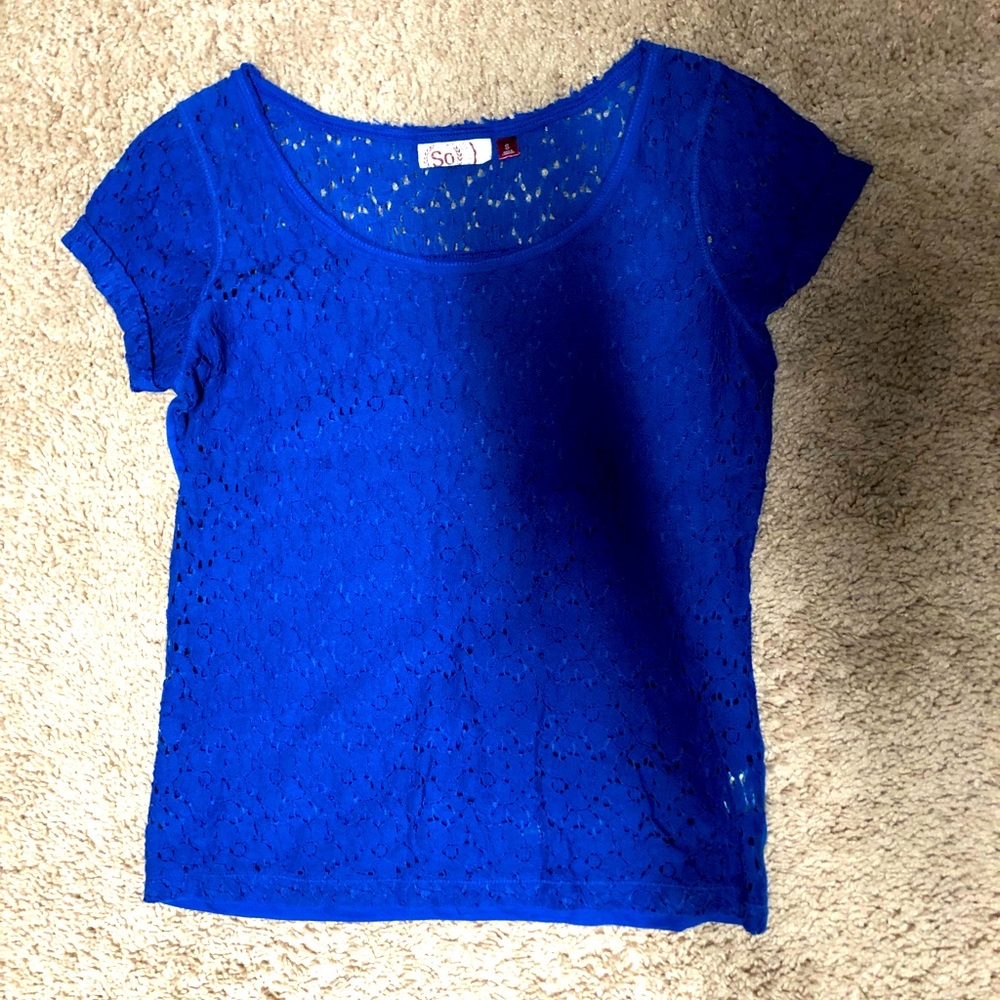 Like New Blue Junior Eyelet Blouse